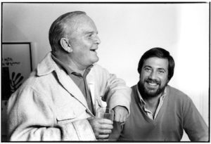 Black and white photo of Truman Capote and Lawrence Grobel